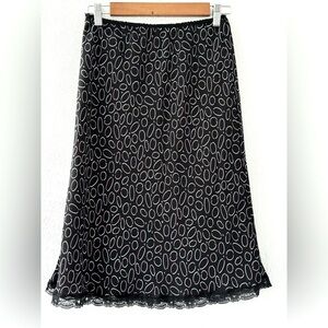 Vintage unbranded Y2K Reversible Pattern skirt Size S Pull-on lace trim 90s